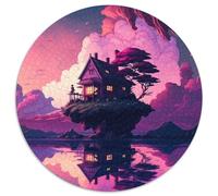 Puzzle 1000 pièces Île au Bord du lac, Puzzle Rond en Carton, idée Cadeau d'anniversaire, Jeu de réflexion Stimulant (67,5 x 67,5 cm)