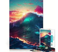 Puzzle 1000 pièces Île au Coucher du Soleil ondulé (38x26cm) Un Jeu d'enfant pour stimuler Votre Esprit Découpe Nette,Composants Robustes et captivants pour des Moments de détente à la Maison