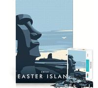 Puzzle 1000 pièces Île de Pâques Moai Jeu de découpe sans Couture Activité intellectuelle Activité paisible Cadeau d'anniversaire Amusant (38x52cm)