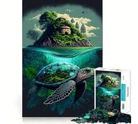 Puzzle 1000 pièces Île des Tortues Premium Découpé Jeu de Jeu et d'Éveil Mental Jouet de Paix et de Loisirs Cadeau d'anniversaire Amusant (38x52cm)