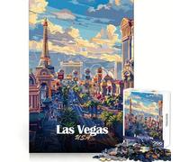 Puzzle 1000 pièces illustrant Le Paysage Urbain de Las Vegas Concentration,Stimulation mentale,détente,Amusement,découpe Lisse Cadeau d'anniversaire (50x75cm)