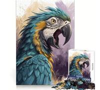 Puzzle 1000 pièces illustrant Le Portrait d'un Ara Bleu et Or Découpe de précision Idéal pour améliorer la mémorisation, se détendre et s'amuser Cadeau de Noël Chaleureux (38x52cm)