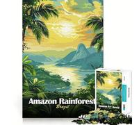 Puzzle 1000 pièces illustrant Un Paysage de la forêt amazonienne brésilienne Jeu Stimulant Le Cerveau Ajustement Parfait Divertissement Confortable à l'intérieur pour Tous (38x52cm)