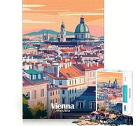 Puzzle 1000 pièces illustrant Un Paysage Urbain de Vienne Jeu de Construction Assemblage sûr et précis Jouet d'intérieur pour Les Vacances (38x52cm)