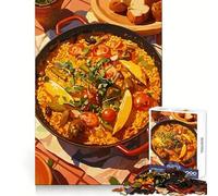 Puzzle 1000 pièces illustrant Un Plat de Paella 38x26cm Idéal pour se concentrer,stimuler l'esprit et se détendre Découpe Lisse Cadeau d'anniversaire