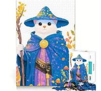 Puzzle 1000 pièces Illustration Chat Magicien Jeu cognitif Amusant Pièces Robustes et aux découpes nettes Exercice Mental Calme à la Maison (50x75cm)