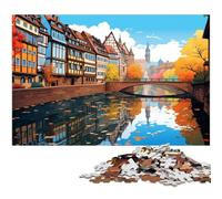 Puzzle 1000 pièces Illustration colorée Strasbourg Puzzles pour Adultes et Enfants Puzzle en Papier Excellent Cadeau pour Adultes 1000 pièces (38 x 26 cm)