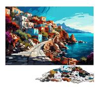 Puzzle 1000 pièces Illustration Couleur de l'île de Crète Grèce Puzzles pour Adultes Puzzle en Papier pour Les Amoureux de l'été 1000 pièces (38 x 26 cm)