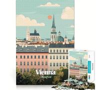 Puzzle 1000 pièces Illustration de la Ville de Vienne, Autriche Découpe de qualité supérieure Jeu de réflexion et de Bien-être Cadeau d'anniversaire Amusant et apaisant (38x52cm)