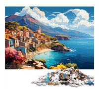 Puzzle 1000 pièces, Illustration de l'île de Crète, Grèce Puzzle en Papier, pour Adultes et familles, Jeux éducatifs. Taille : 26X38cm