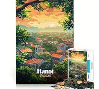 Puzzle 1000 pièces Illustration de Paysage Urbain d'Hanoi,Vietnam Jeu d'art et de réflexion Cadeau de Noël idéal (50x75cm)