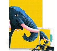 Puzzle 1000 pièces,Illustration d'éléphant Bleu,Bords Fins,Jeu créatif,Loisir créatif,Cadeau de décoration d'anniversaire (50x75cm)