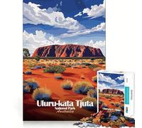 Puzzle 1000 pièces Illustration du Parc National Uluru-Kata Tjuta Bord Parfait Jeu cognitif Jeu de Relaxation Décoration Artistique de Noël (50x75cm)