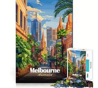 Puzzle 1000 pièces Illustration du Paysage Urbain de Melbourne,Australie Jeu d'articulation Fin et Amusant,Jeu de résolution de problèmes,Divertissement Calme,décoration de Noël,Cadeau (50x75cm)