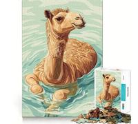 Puzzle 1000 pièces Illustration d'un Chameau nageant dans l'eau Découpe Impeccable Jeu de logique Amusant et Gratuit Activité d'anniversaire (50x75cm)