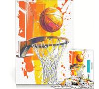 Puzzle 1000 pièces Illustration d'un Panier de Basket avec Ballon, Jouet à Monter soi-même, activité familiale, avec des pièces de Formes aléatoires Parfaitement emboîtables 38x52cm