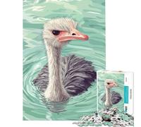 Puzzle 1000 pièces Illustration d'une Autruche nageant dans l'eau Jeu Relaxant Jouet addictif pour cultiver la Patience pour Les Couples (Dimensions 38x26cm)