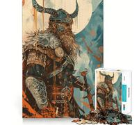Puzzle 1000 pièces Illustration Guerrier Viking Jeu de Construction Focus Assemblage Parfait sans écart Activité gratifiante pour Les Jours de Pluie (38x26cm)