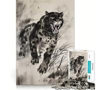 Puzzle 1000 pièces Illustration Jaguar Sauvage pour Adultes Jeu de Mémoire Stimulant Qualité Professionnelle Activité de Découpe Réconfortante à Partager (38x52cm)