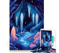Puzzle 1000 pièces,Illustration Minimaliste d'une Grotte de Cristal Fantastique,Assemblage précis,Jeu de Concentration,entraînement,Amusement et détente,Cadeau de Noël (38x52cm)