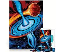 Puzzle 1000 pièces Illustration Trou Noir et Planète Jeu de Bordure Parfaite,Jouet d'entraînement cérébral,Jeu de Relaxation Amusant,Cadeau de Décoration d'anniversaire (38x52cm)