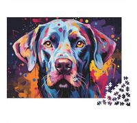 Puzzle 1000 pièces Impossible Portrait Chien Pop Art Coloré Illustration Animal Carton Premium Pièces Ajustées Experts 70x50cm
