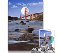 Puzzle 1000 pièces imprimé Voyage à San Francisco pour Adultes et Adolescents, Jouet éducatif et décompressant, Cadeau d'anniversaire, décoration Murale 50x75cm