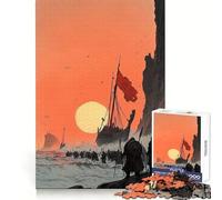 Puzzle 1000 pièces Invasion Viking au Coucher du Soleil pour Adultes, 1000 pièces, réflexion stratégique, Passe-Temps apaisant, pour Les fêtes (50x75cm)