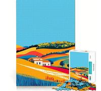 Puzzle 1000 pièces Italie Collines toscanes Art Minimaliste Découpe précise Jeu de développement cognitif Loisirs Amusants Cadeau apaisant de Noël (50x75cm)