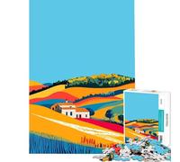 Puzzle 1000 pièces Italie Collines toscanes Art Minimaliste Jeu Pratique Jouet addictif pour cultiver la Patience Œuvre d'art Cadeau Décoration intérieure (Dimensions 38x52cm)