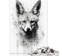 Puzzle 1000 pièces Jackal Beauty à Encre Noire pour Adultes, Cadeau d'halloween, Puzzles pour Adultes, décoration d'intérieur et Cadeaux Uniques, 1000 pièces (75 x 50 cm)