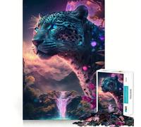 Puzzle 1000 pièces Jaguar Cascade Jeu cognitif et Amusant Découpe de Haute précision Cadeau Unique pour soulager Le Stress (38x26cm)