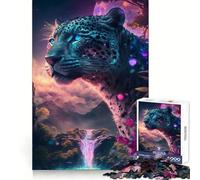 Puzzle 1000 pièces Jaguar et Cascade pour Adultes Un Cadeau attentionné, Relaxant et Stimulant pour l’Esprit, aux Bords réguliers (38x26cm)