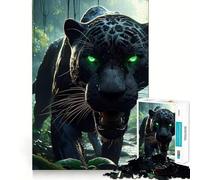 Puzzle 1000 pièces Jaguar Noir à la Chasse,Assemblage Parfait,Art,Jeu Intelligent,activité de détente,Cadeau d'anniversaire (50x75cm)