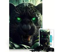 Puzzle 1000 pièces Jaguar Noir à la Chasse,découpe précise,défi Intelligent et Amusant,Divertissement et décoration de Noël (38x52cm)