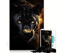 Puzzle 1000 pièces Jaguar Noir et Or à articulations Pointues,Jeu Amusant et Stimulant pour Les Yeux,idéal pour se détendre,décoration Murale de Noël (38x52cm)