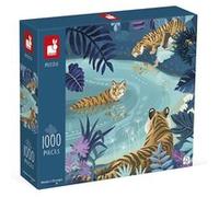 Janod - Puzzle 1000 Pièces - Tigres au Clair de Lune - Adapté Adulte Adolescent Enfant - Fabrication Européenne et Certifié FSC - Dès 9 Ans, J02511