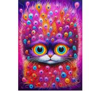 ENJOY Puzzle Chat abstrait avec de nombreux yeux amusants - Puzzle de 1000 pièces pour adultes - Finition mate, doux au toucher, facile à assembler, ajustement serré, couleurs vives, service de pièces