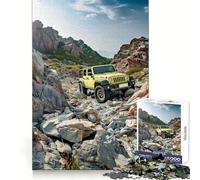 Puzzle 1000 pièces Jeep Tout-Terrain Jaune pour Adolescents Réflexion, entraînement, Pleine Conscience, évasion, Bords Nets, Cadeau saisonnier (38x26cm)