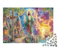 Puzzle 1000 pièces Jésus au Paradis | Carton | Enfants débutants, Adultes 12+ | 52x38cm | Jésus, Nuages Vivants, entraînement Mental, développement cognitif