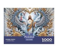Puzzle 1000 pièces Jésus avec Anges en Papier recyclé - Jésus Ailes d’Ange Art décoration Murale 52x38cm