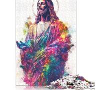 Puzzle 1000 Pièces Jésus Chrétien pour Adultes Puzzle Rectangulaire Créatif en Papier Amis et Famille (38x26cm)