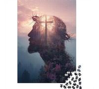 Puzzle 1000 pièces Jesus Christ Double Exposure (2), 52x38cm, activité détente à Partager, Cadeau pour Anniversaire ou Fin d’année, Puzzle Adulte pour soirées en Famille