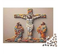 Puzzle 1000 pièces Jésus Croix colorée Crucifixion Artistique Difficile Anti-Stress Exercice cérébral Adultes 52x38cm