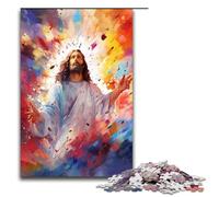 Puzzle 1000 pièces Jésus entouré d'éclaboussures Puzzle coloré pour Adultes Jeu éducatif en Bois Jouet de défi 75 x 50 cm