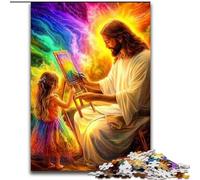 Puzzle 1000 pièces Jésus et la Petite Fille Puzzle 1000 pièces pour Adultes Un Casse-tête Stimulant pour Les Adolescents Amusement en Famille Cadeau de décoration d'intérieur(26x38cm)