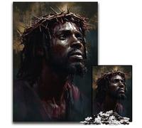 Puzzle 1000 pièces Jésus Noir Puzzles en Bois pour Les Adolescents, Les Couples et Les Amis pour Les Anniversaires, Noël 50x75cm