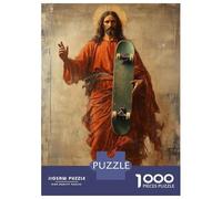 Puzzle 1000 Pièces Jesus with Skateboard Puzzles pour Adultes, Jouets Anti-Stress, Cadeaux pour Femmes, Cadeaux d'anniversaire Uniques 38x26cm/1000pcs