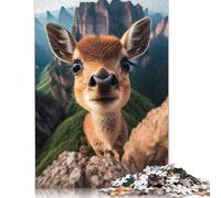 Puzzle 1000 pièces, Jeu de Puzzle en Papier Selfie d'un Jeune cerf, Jeu éducatif, Jouet de défi comme Cadeau de Noël 38 x 26 cm/1000 pièces