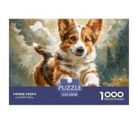 Puzzle 1000 Pièces Jeu Difficile et Cadeau Jouet Chien Mignon - Corgi Sauteur, Décoration Murale et Jeu Éducatif Adulte 52x38cm